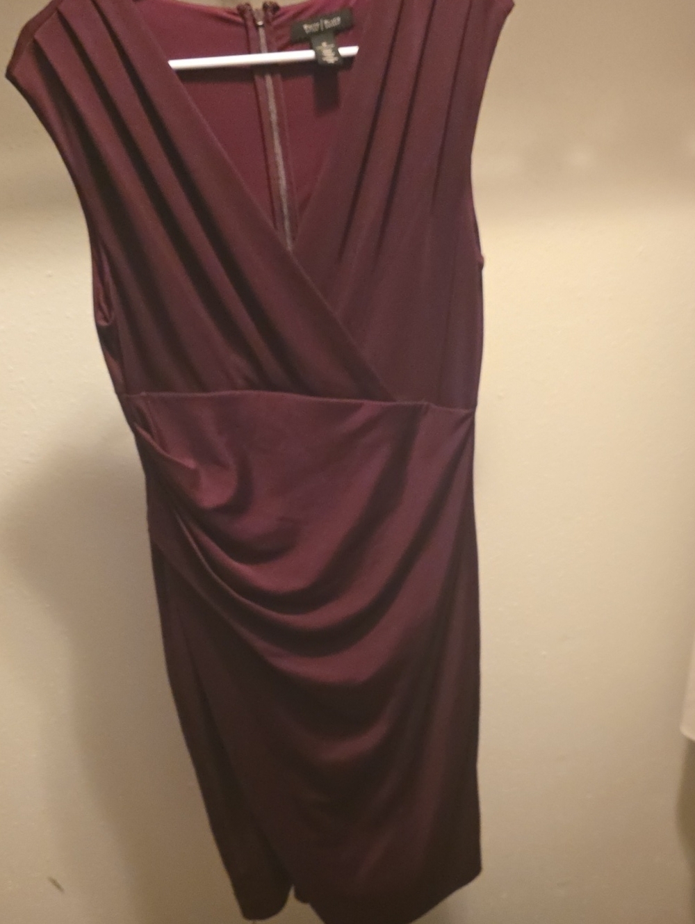 White House Black Market Plum Draped Faux-Wrap Sheath Dress